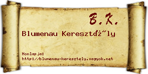 Blumenau Keresztély névjegykártya